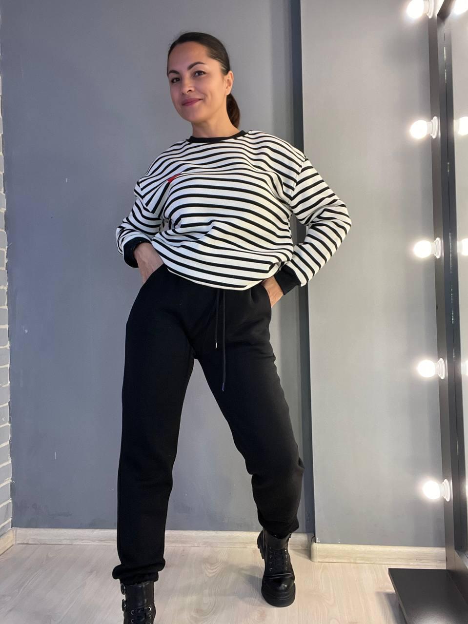 Брюки женские ENJOY 2925 спортивные джоггеры на резинке утепленные на флисе S Черный (1058) - фото 6 Брюки женские ENJOY 2925 спортивные джоггеры на резинке утепленные на флисе S Черный (1058) - фото 6