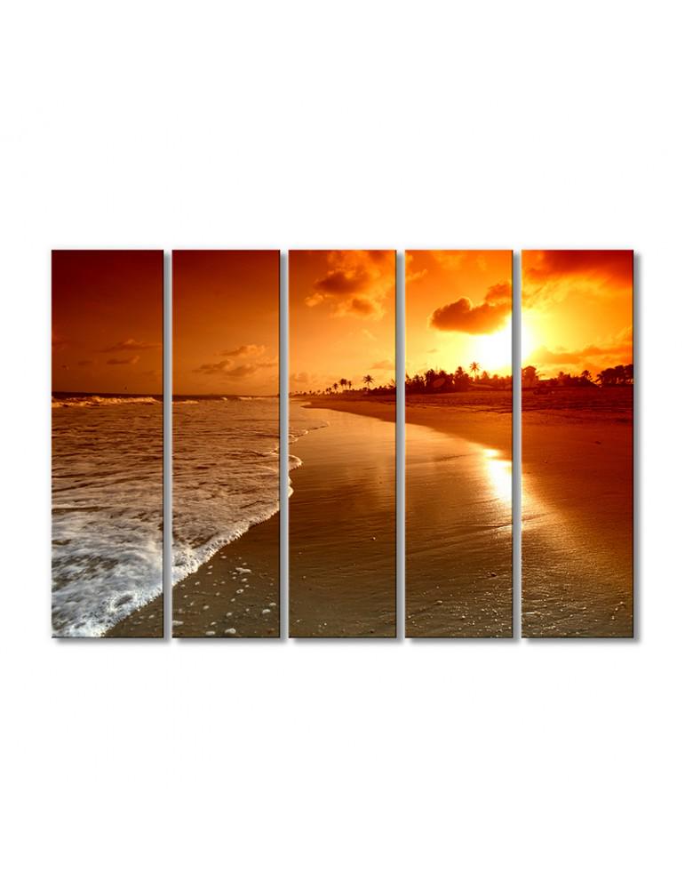Картина модульная Прибрежный закат солнца 5 модулей 80x120 см
