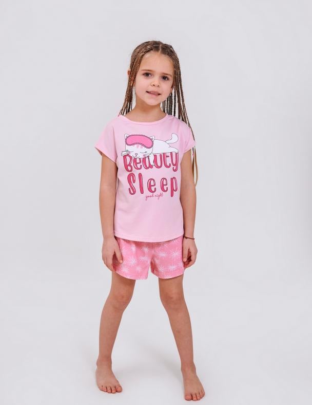 Пижама для девочки Smil хлопок/стрейч-кулир 98 см Розовый (104853)
