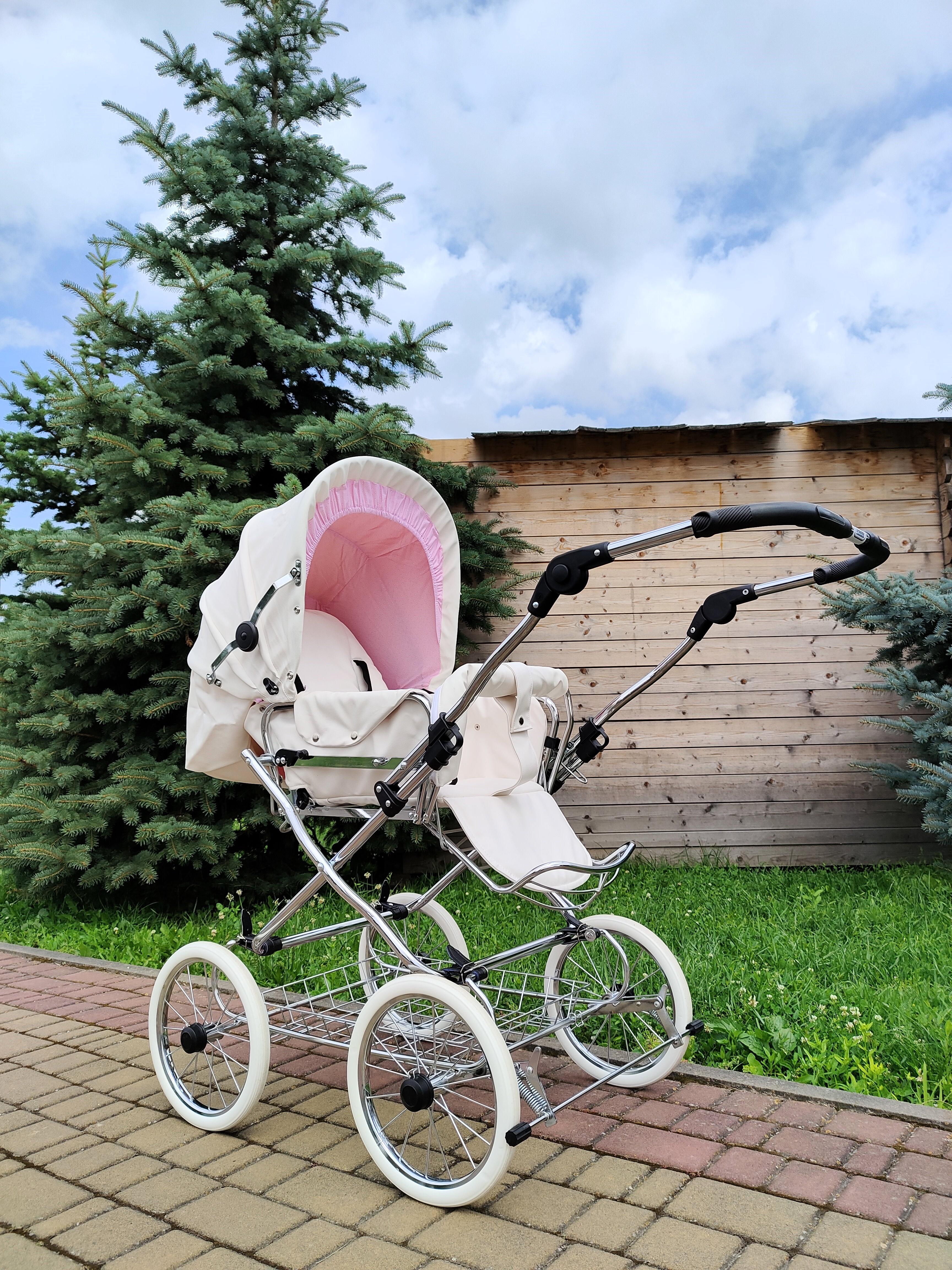 Коляска-трансформер детская Eichhorn Stroller Classic Белый/Розовый - фото 2