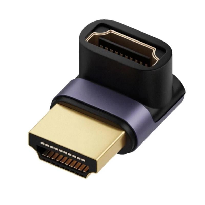 Переходник SUNROZ угловой HDMI-HDMI M/F LED Metal v2.1 48Gbps 8К/4К A8K-04 (A-48695)