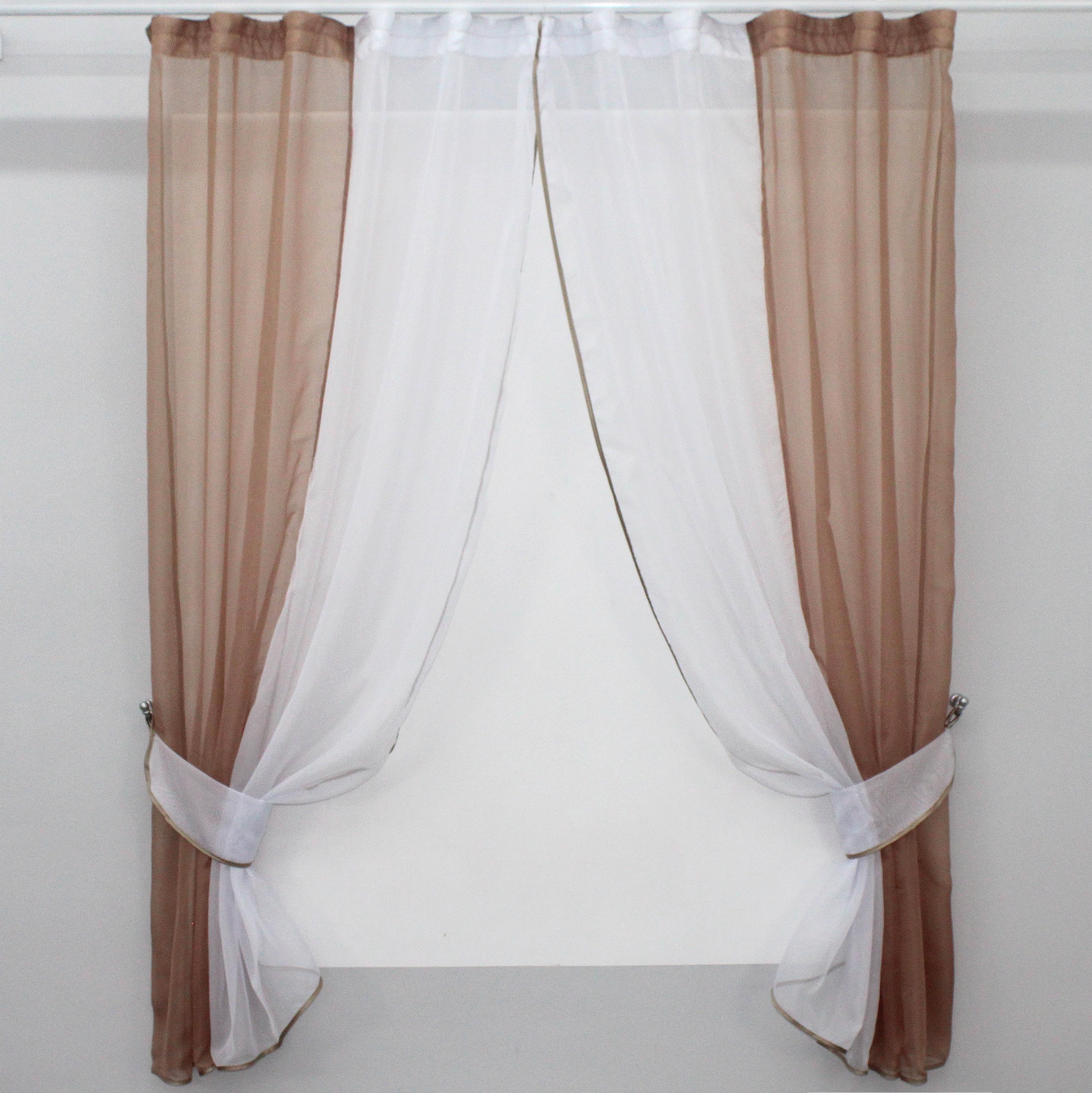 Шторы кухонные VR-Textil №017к комбинированные с подвязками 265х170 см Какао/Белый (50-845) Шторы кухонные VR-Textil №017к комбинированные с подвязками 265х170 см Какао/Белый (50-845)