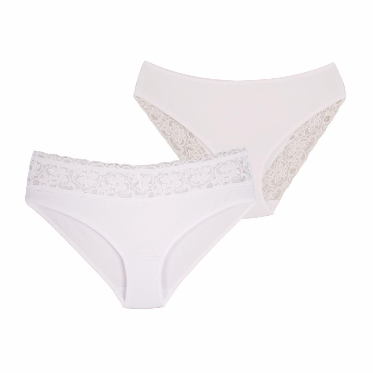 Комплект трусиків жіночих бавовняних мереживних Vivioji 2 шт. S Молочний (12744)