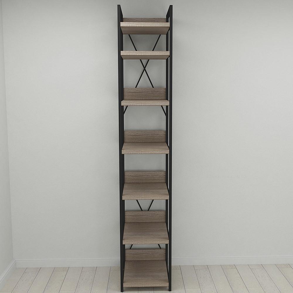 Шкаф Ferrum-decor Гардероб Уни секция 4 серии Конект металл/ДСП 32 мм 220x40x50 см Черный/Дуб Сонома Трюфель (FRD-104550)