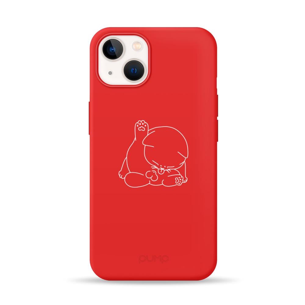 Чохол Pump Silicone Minimalistic Case для iPhone 13 Cat Balls Червоний З малюнком