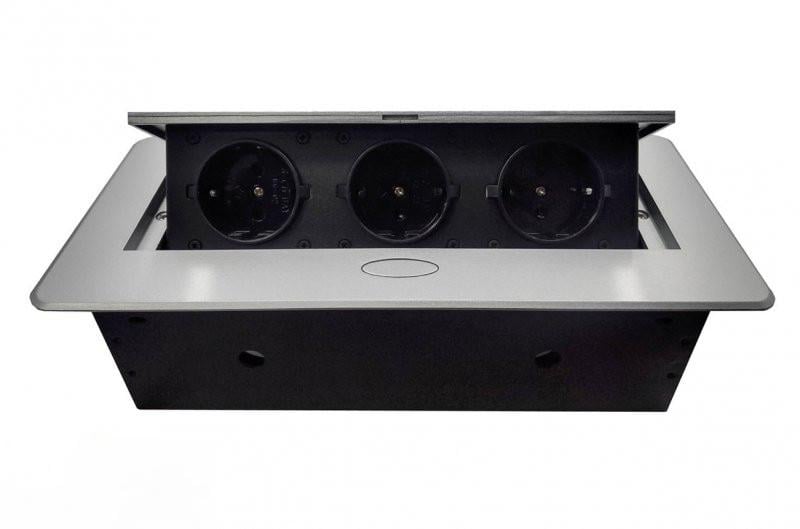 Удлинитель прямоугольный JX Ellipse на 3 розетки Алюминий (009582)