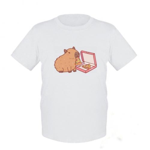Футболка детская Capybara and Pizza 92 см Белый (13454310-1-184892-3XS)
