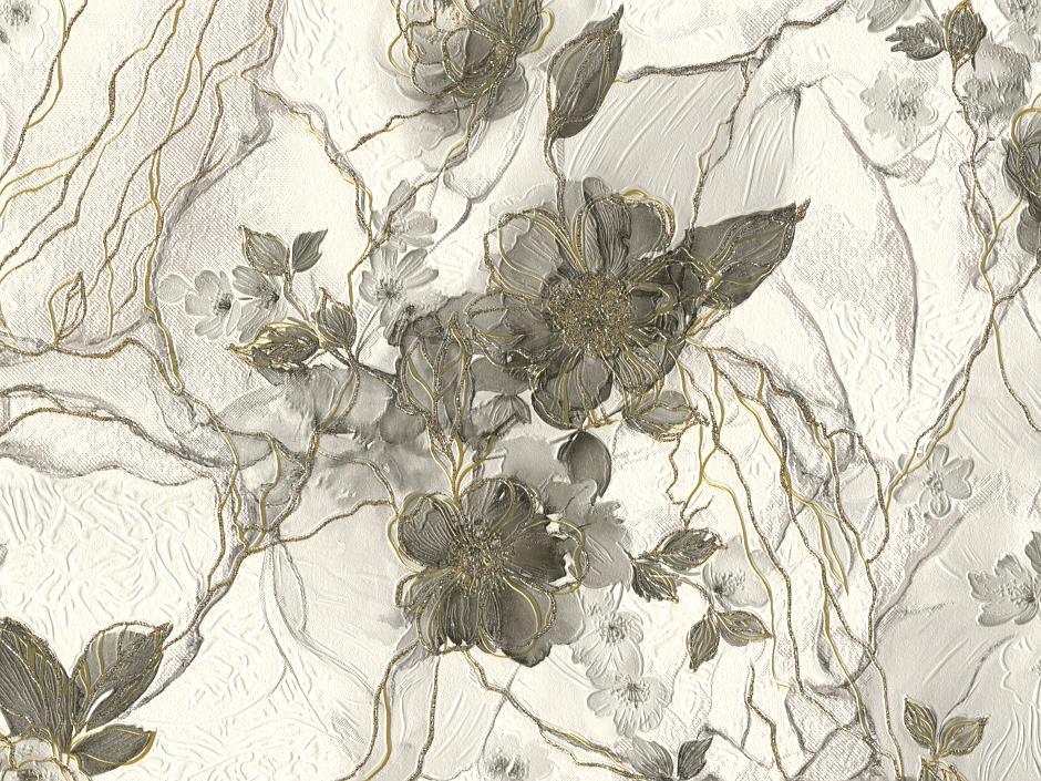 Обои виниловые на бумажной основе Слов'янські шпалери 581110 Малахит 0,53х10 м Серый (4824033306672)