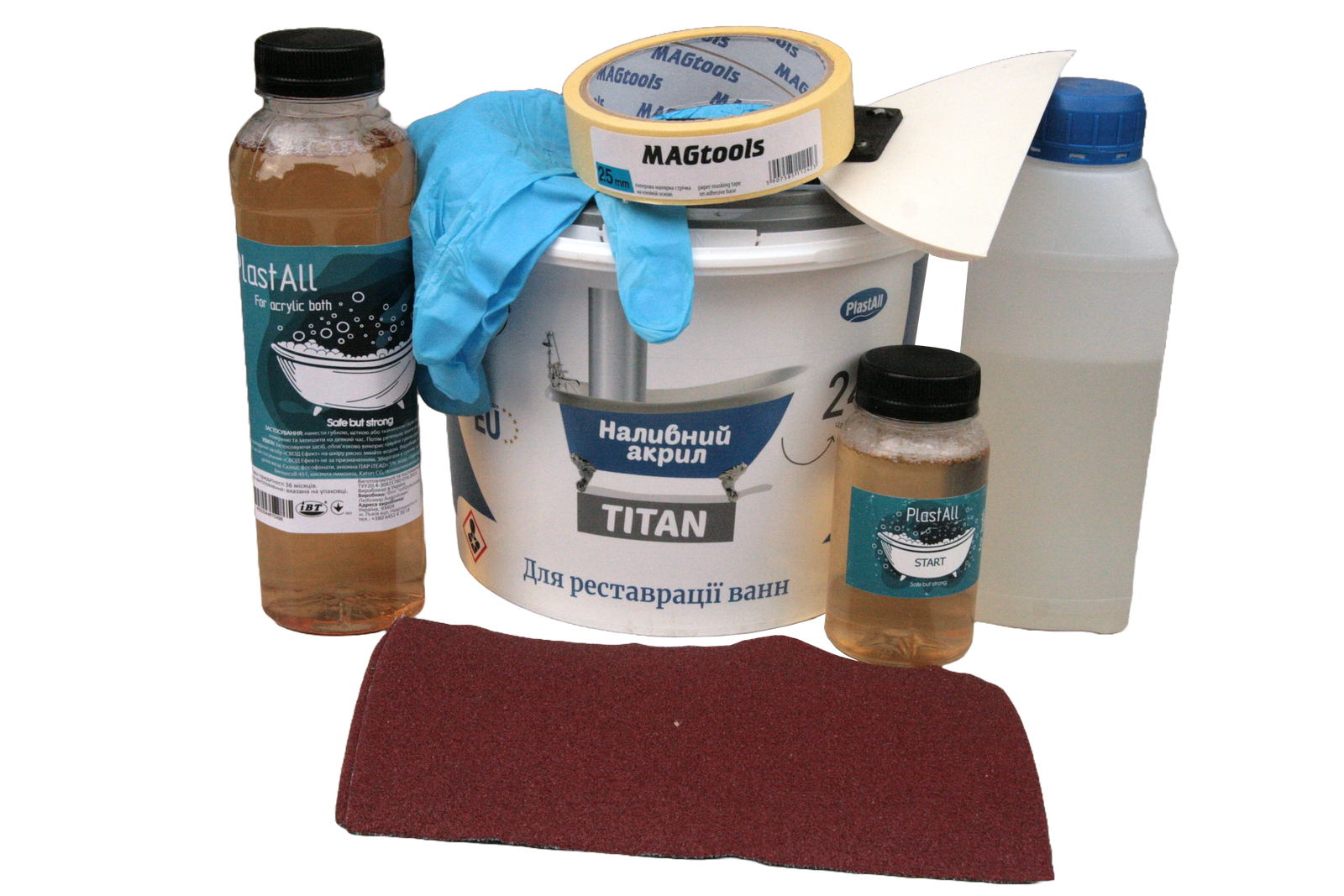 Акрил рідкий наливний Plastall Titan 1,5 м з набором для реставрації ванн (30828375)