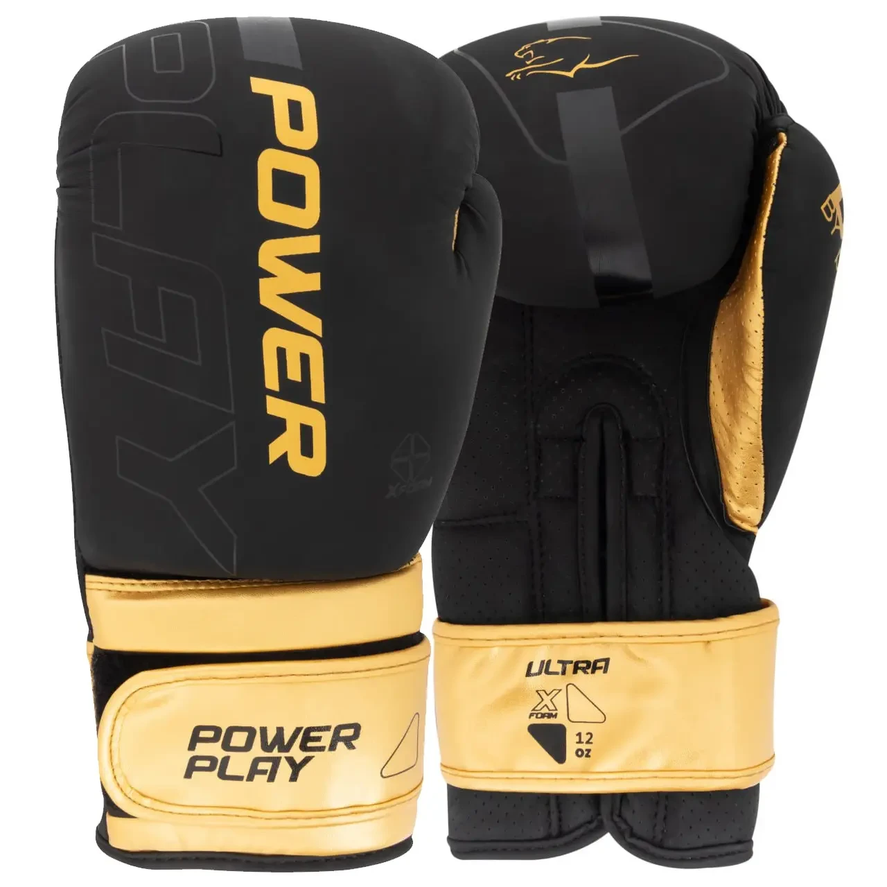 Боксерские перчатки PowerPlay 3024 Ultra Mat 12 ун. Черно-золотой (PP_3024_12oz_Bl/Gold)