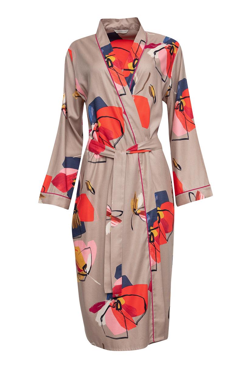 Халат женский длинный CYBERJAMMIES Naomi 9326 с цветочным принтом р. 10 S Бежевий (5051877404601)