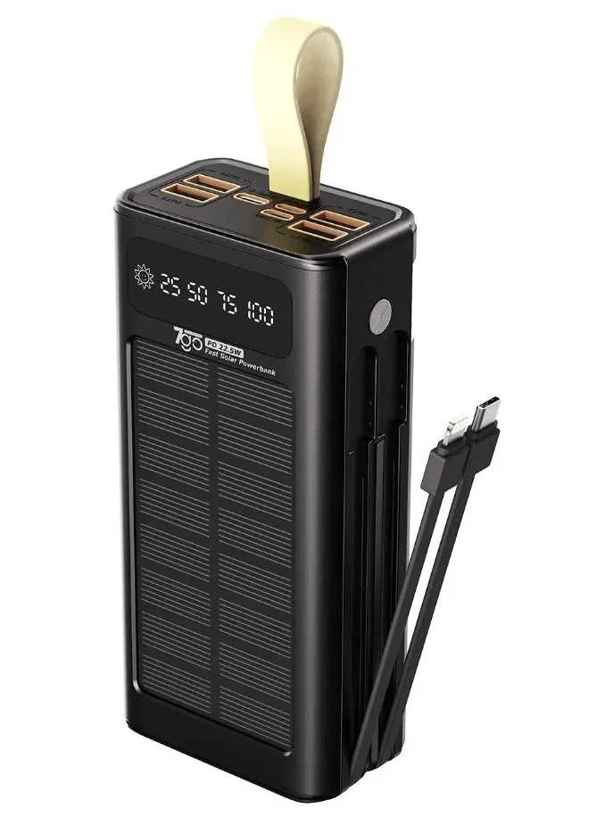 Повербанк 7GO GPW-09 Solar 30000 mAh PD22,5W с солнечной панелью и фонариком Черный