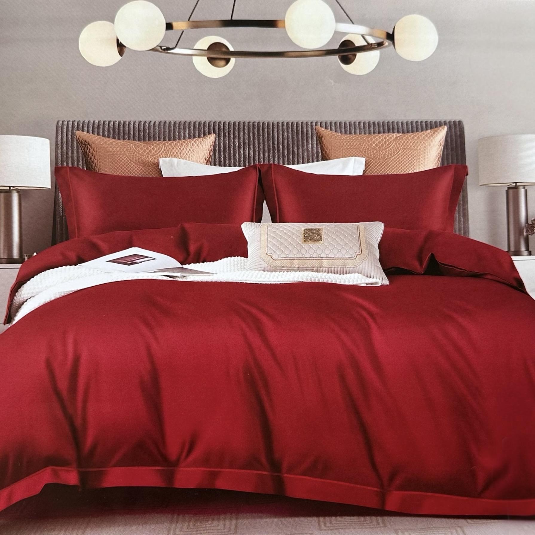 Комплект постельного белья Koloco Сатин двуспальный 180x220 см Красный (06-402-2)