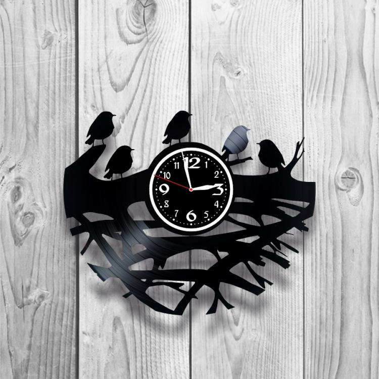 Годинник настінний Пташки 0038 з вінилової платівки