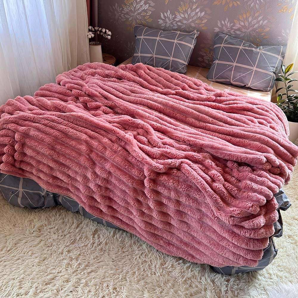 Плед широка смужка 200х230 см Рожевий (Д-Mpled003/2-07) - фото 3