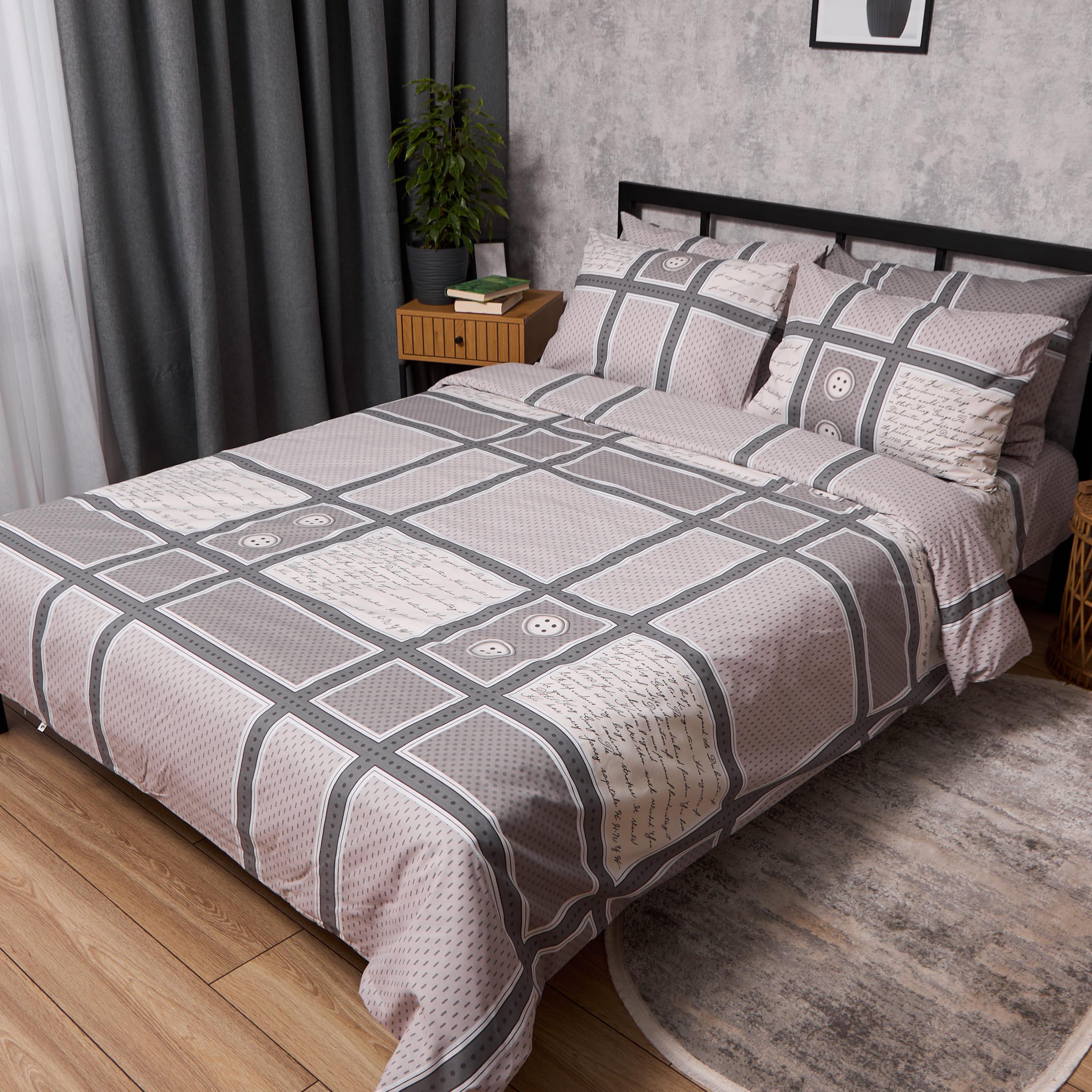 Комплект постельного белья Moon&Star Бязь Gold Люкс Neutral Grid King Size 220x240 см наволочки 2 шт. (MS-820011342)