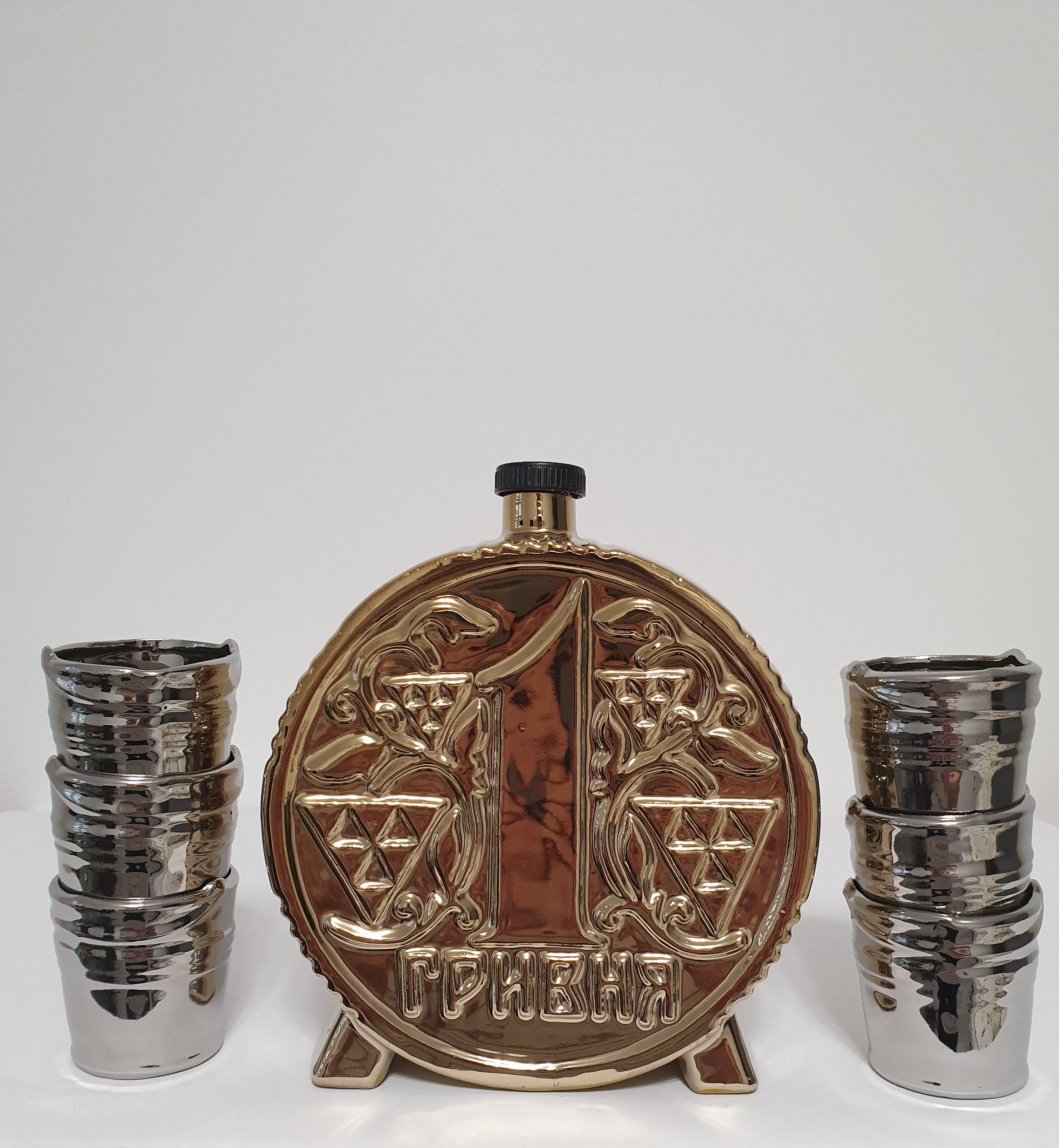 Подарочный набор для алкоголя штоф с рюмками Банкир керамика (3249)