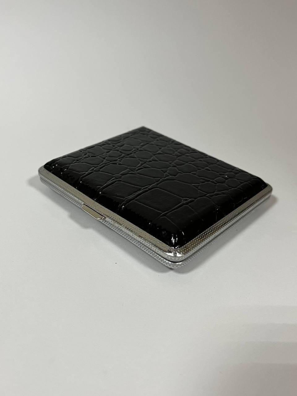 Портсигар книжка для сигарет еко-кожа 9,5х8 см Черный