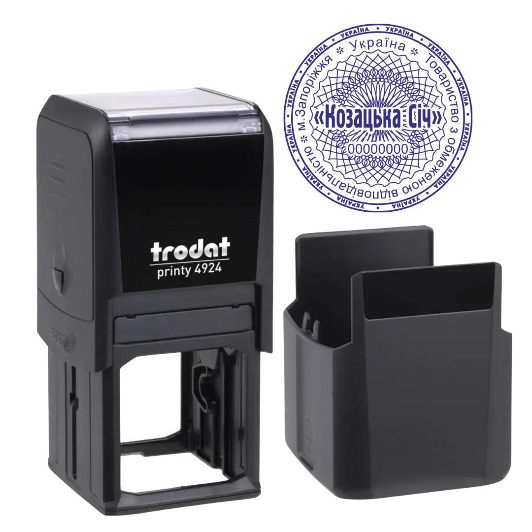 Печатка ТОВ на автоматичному оснащенні Trodat 4924 d 40 мм з ковпачком Чорний (ТОВ2/4924/B)