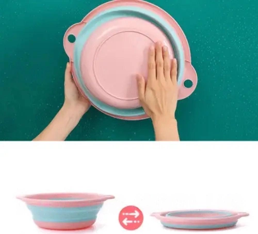 Таз-миска складаний пластиковий 23x20x8,5 см Рожевий - фото 7