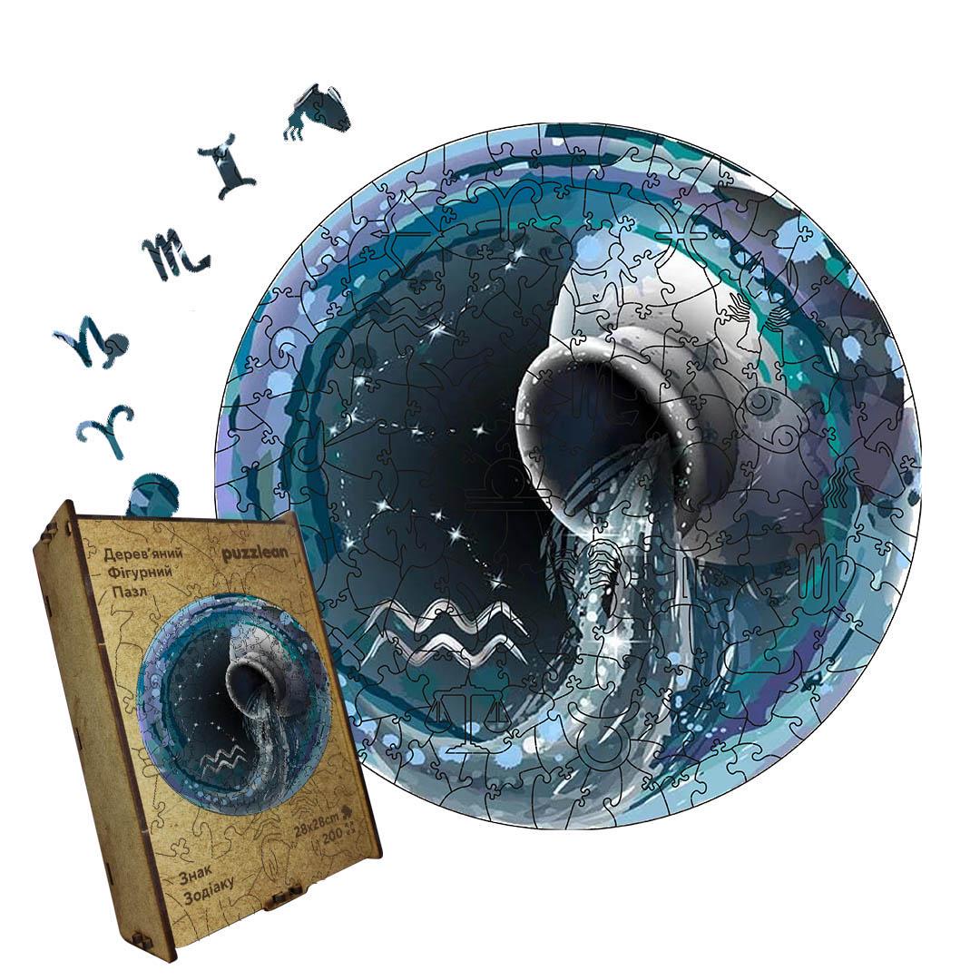 Пазл дерев'яний Знак Зодіаку Водолій А5 дерев'яна коробка 35 елементів