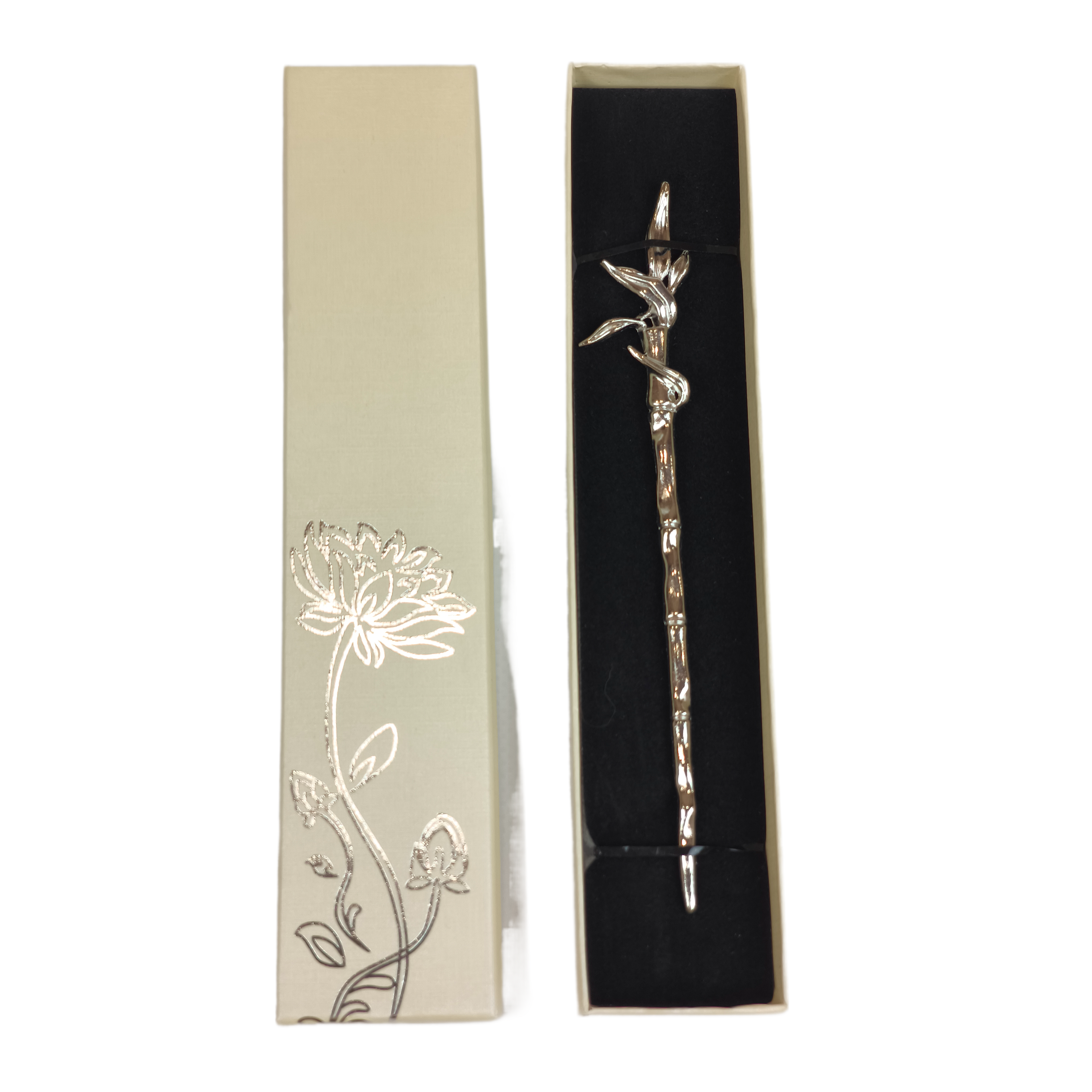 Заколка для волос с азиатским дизайном в подарочной коробке Серебристый (U8057)