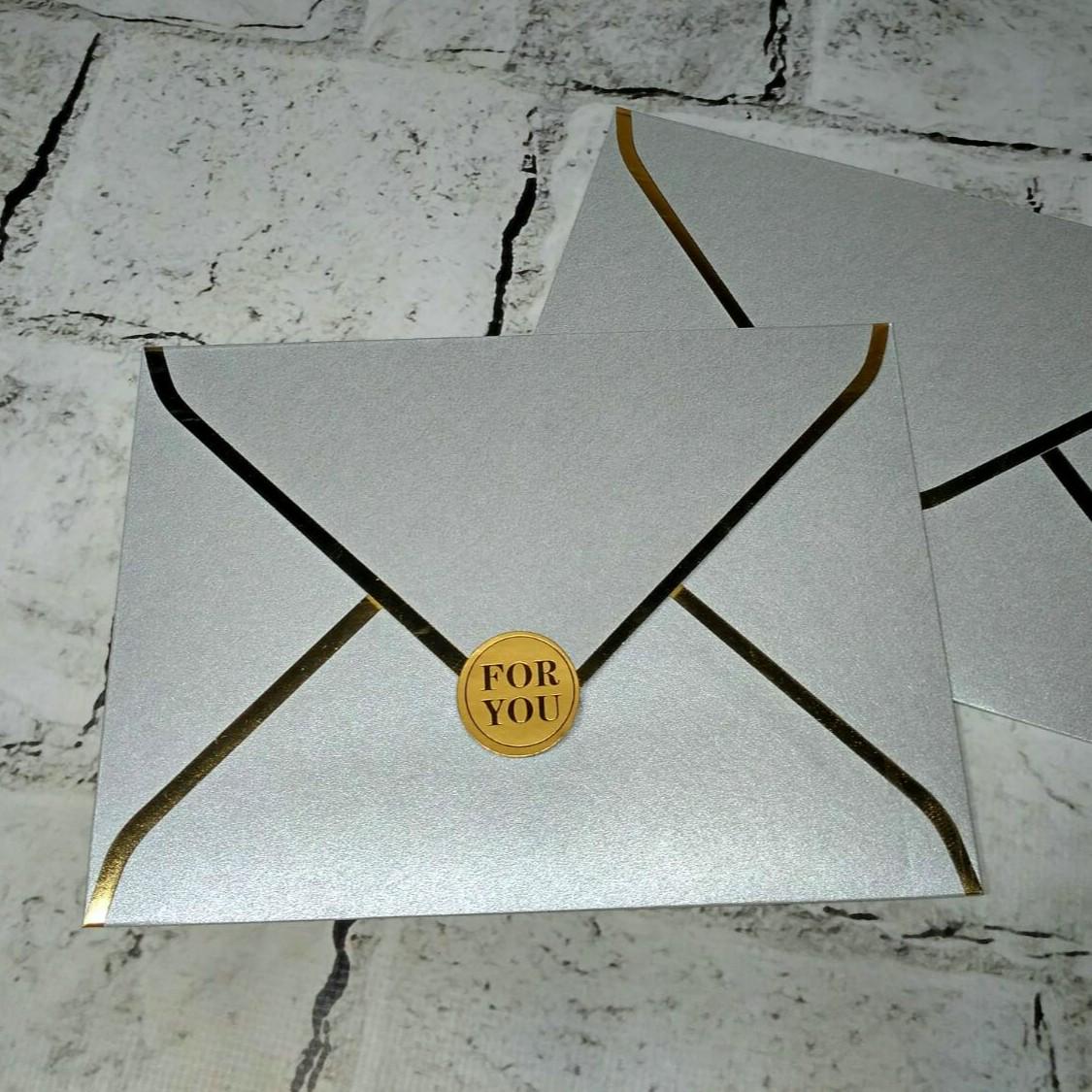 Конверт бумажный Премиум Gold 12,5х17,4 см перламутр Светло-серый (5-85996)