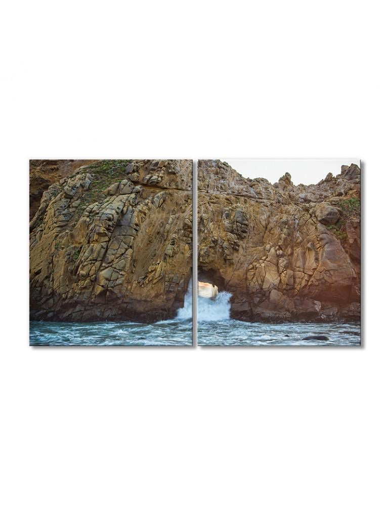 Картина модульная Скала у окна Биг-Сюр на закате на пляже Пфайффер 2 модуля 40х60 см