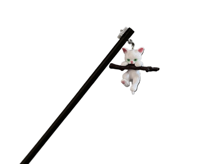 Заколка для волос деревянная с подвеской котик 18/6 см (U8109) Заколка для волос деревянная с подвеской котик 18/6 см (U8109)