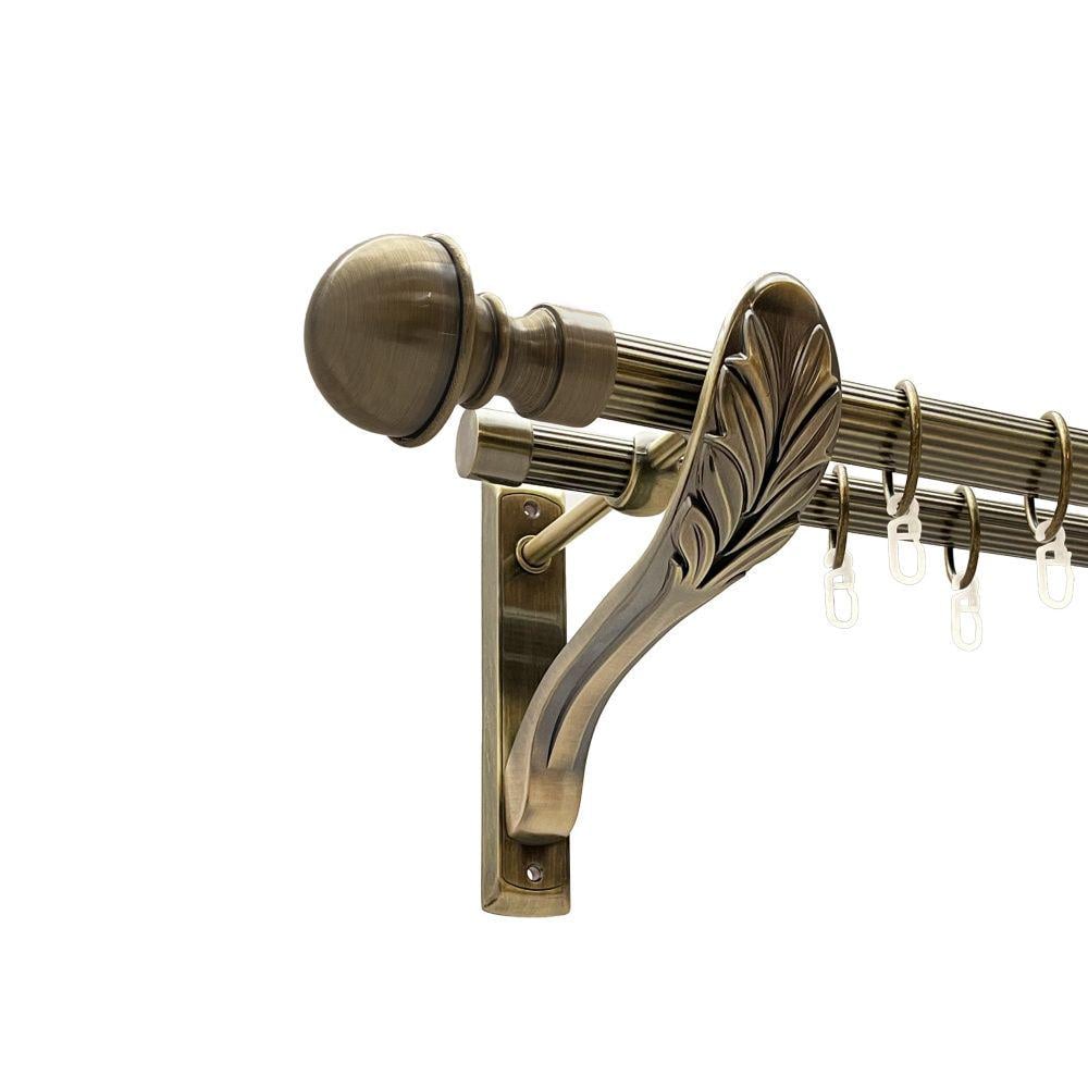 Карниз Orvit Бостон металевий дворядний ретро рифлена труба кільце металеве 25/19 мм 200 см Антик (00-00018381)