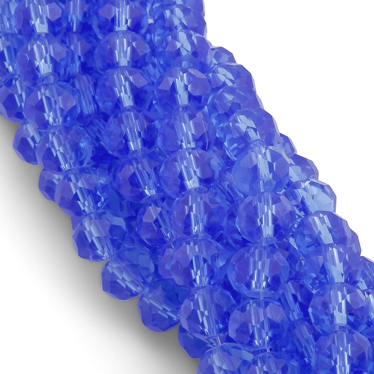 Бусины Swarovski огранки рондель 3,5х3 мм 34 см 124 шт. Синий/Прозрачный (БС3005а14)