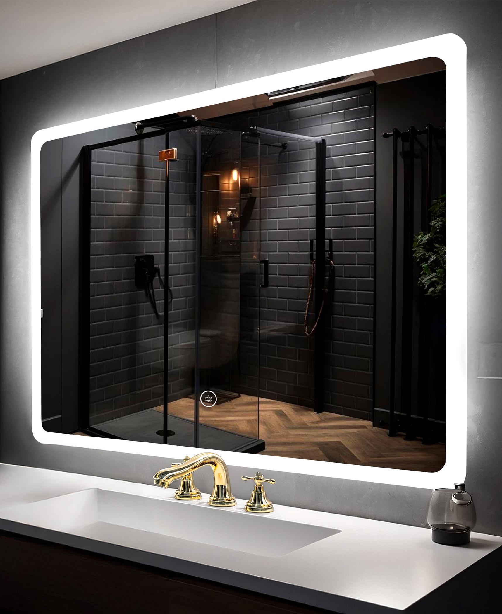 Зеркало для ванной комнаты настенное Kayfovo с подсветкой LED 70х50 см (334406)