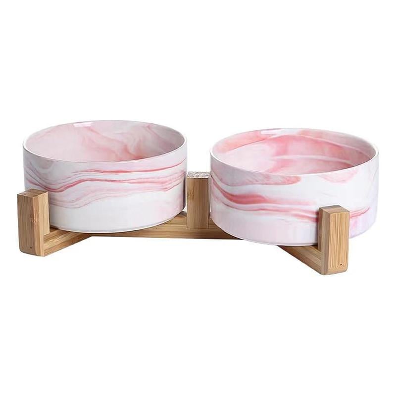 Миска керамическая Lesko NC-004 для собак и кошек двойная с деревянной подставкой 15,5 см Pink Миска керамическая Lesko NC-004 для собак и кошек двойная с деревянной подставкой 15,5 см Pink