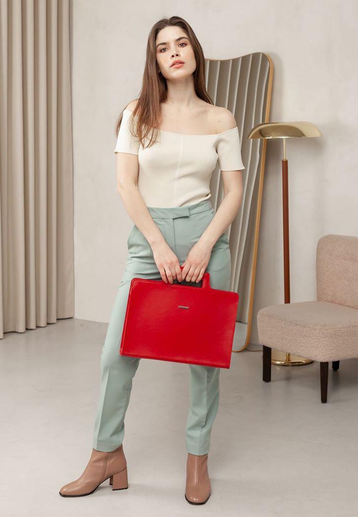 Женская сумка кожаная для ноутбука и для документов Красный (A-026935) - фото 7