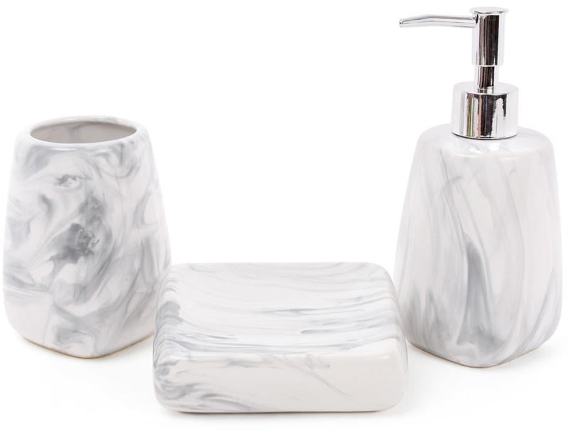 Набор аксессуаров Bright для ванной керамика 3 пр. Серый мрамор Набор аксессуаров Bright для ванной керамика 3 пр. Серый мрамор