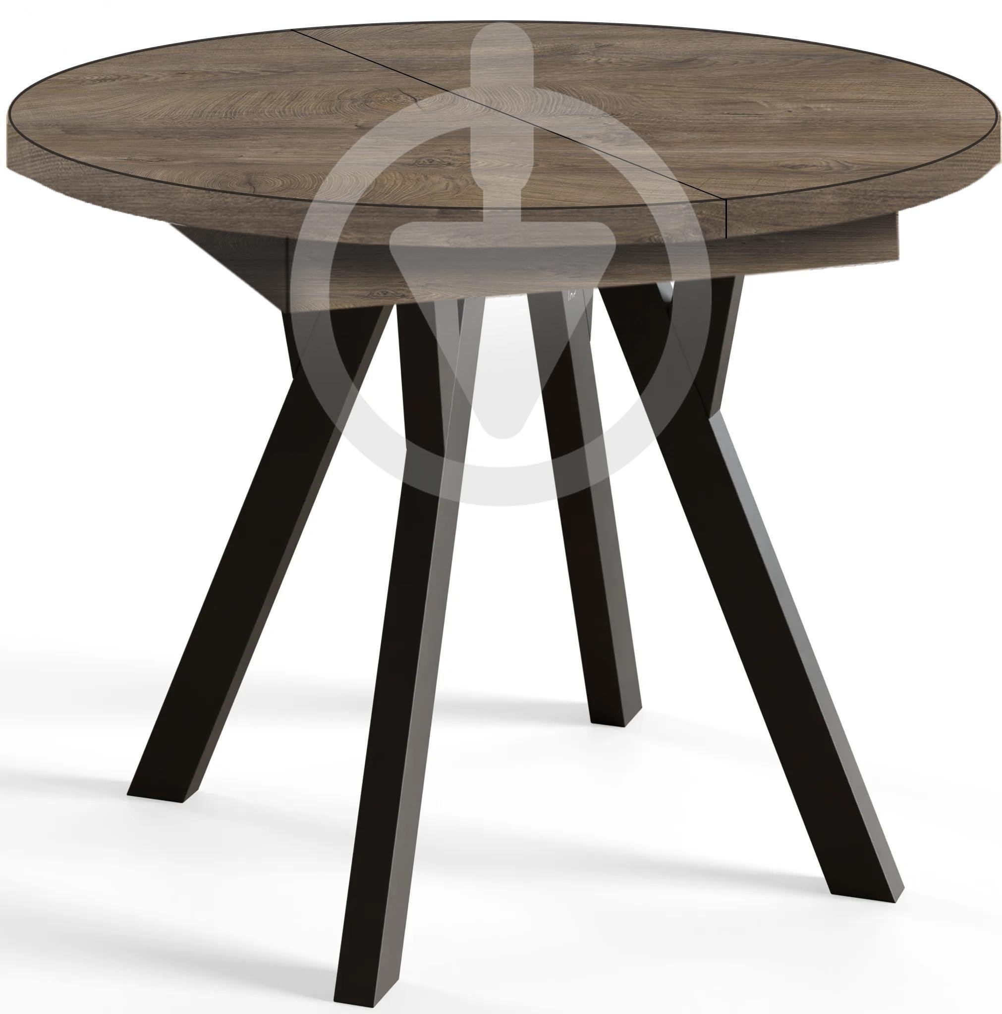 Стол кухонный раскладной RoMax Lite Slide Loft 90x80 см Дуб Эндгрейн/Черный - фото 1