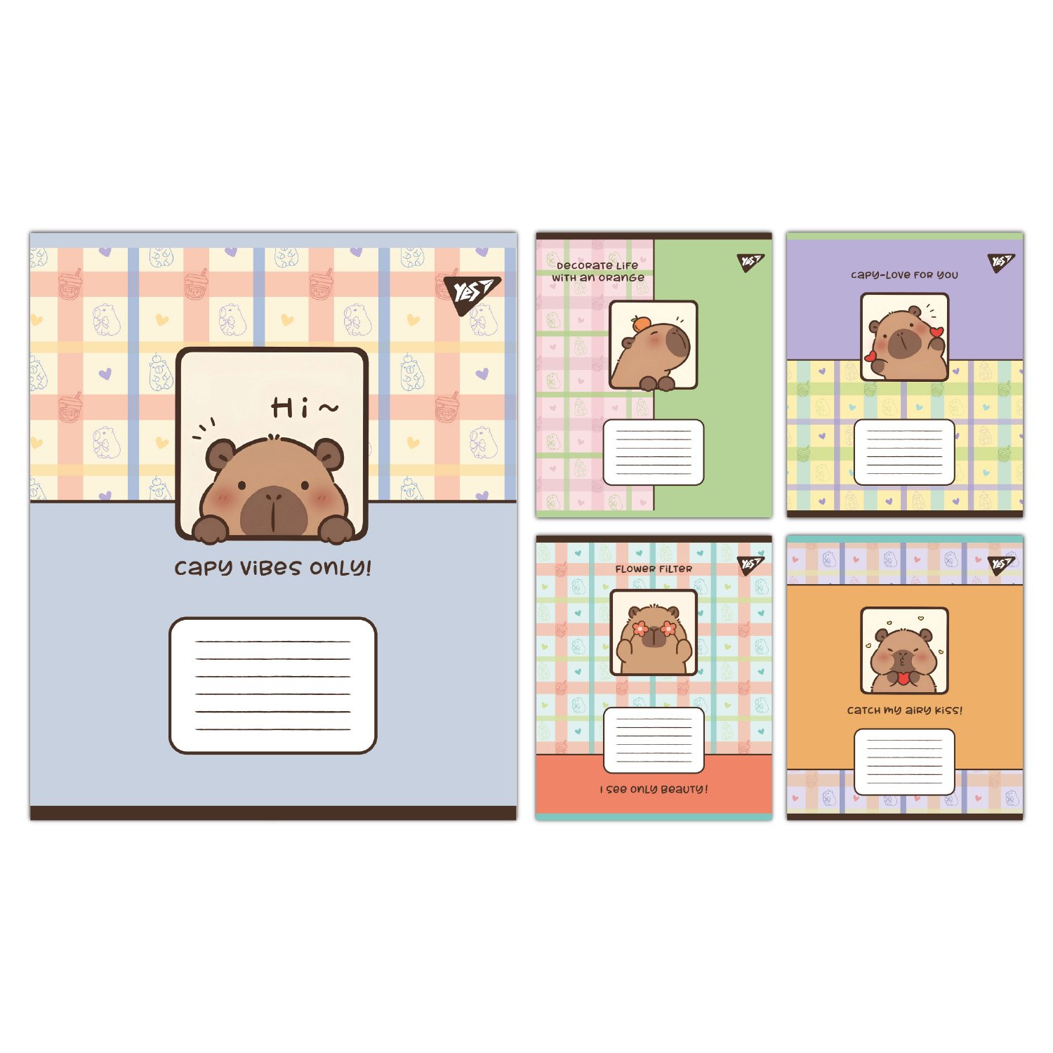 Набор тетрадей школьных YES Capy vibes А5/12 линия 25 шт. (767951)