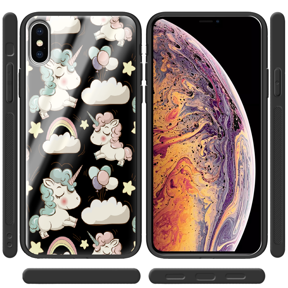 Чехол Boxface iPhone XS Max Unicorns Черный силикон со стеклом (35321-cc2-37735) - фото 2