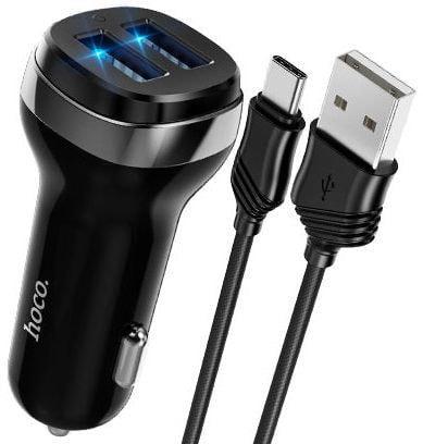 Пристрій зарядний автомобільний Hoco Z40 2 USB 2,4A/кабель Type-C (33686) Пристрій зарядний автомобільний Hoco Z40 2 USB 2,4A/кабель Type-C (33686)