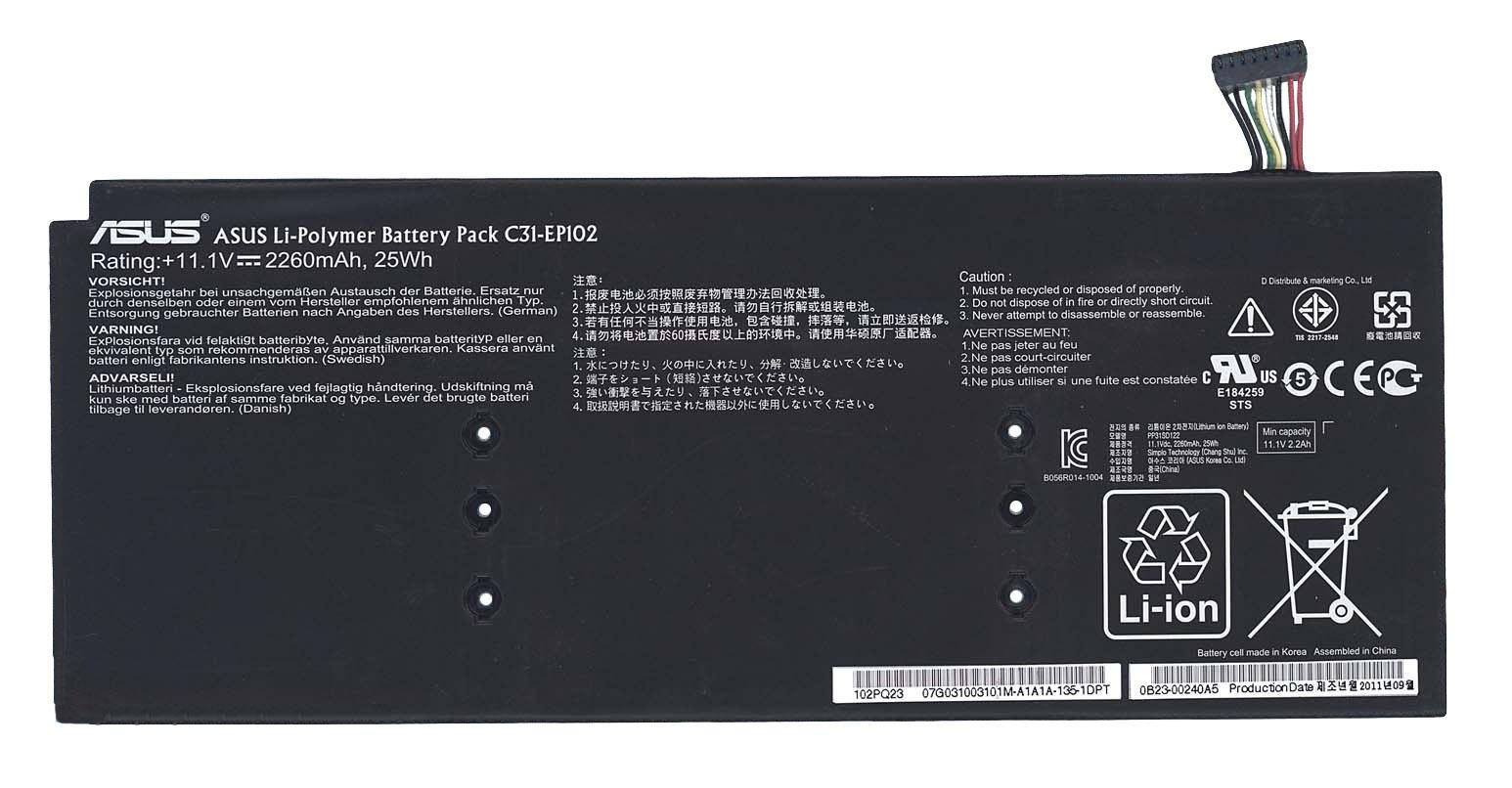 Аккумулятор для планшета Asus C31-EP102 Eee Pad Slider SL101 11,1V 2260 mAh Black Аккумулятор для планшета Asus C31-EP102 Eee Pad Slider SL101 11,1V 2260 mAh Black