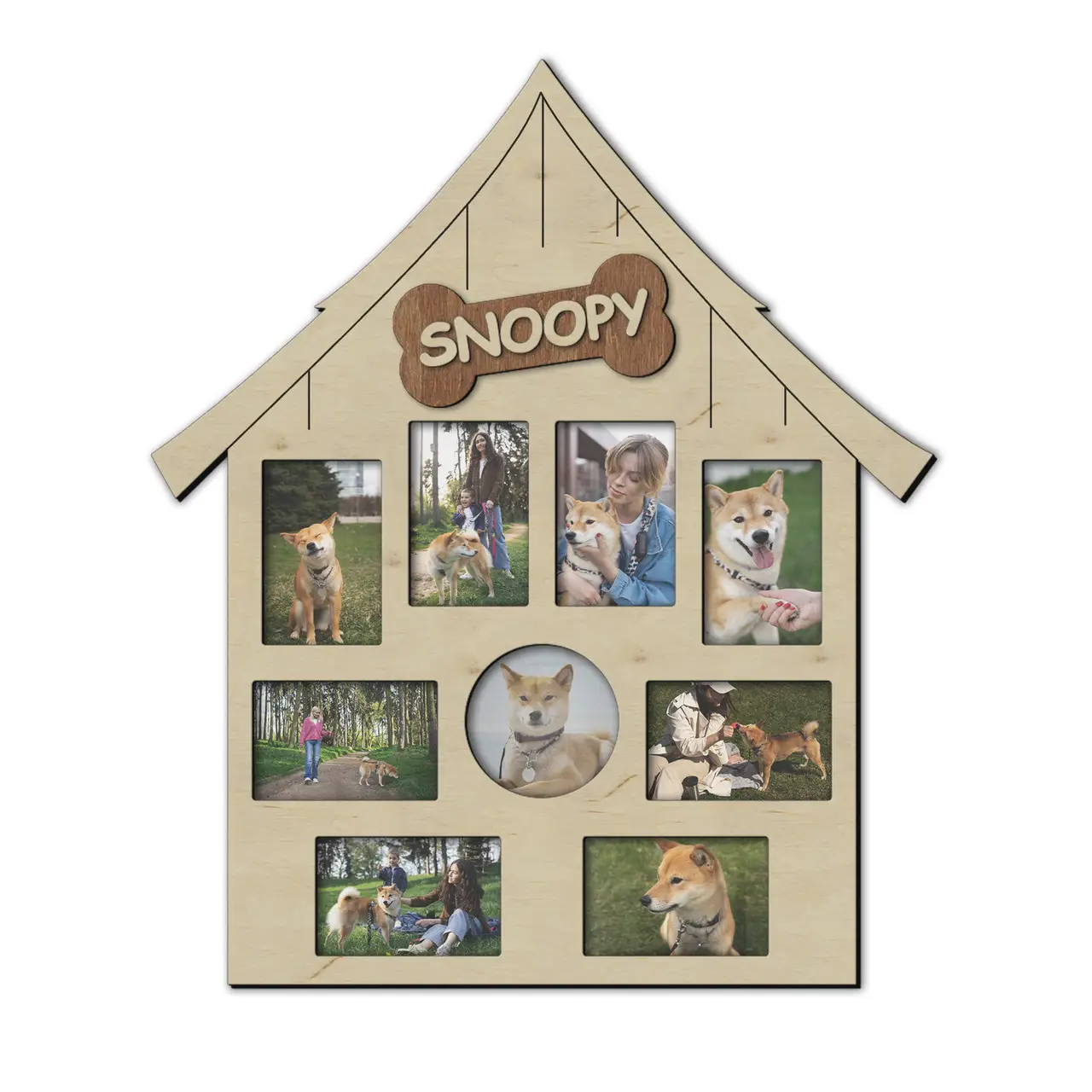Фоторамка Собача будка на 9 фотографій Натуральний (doghouse) - фото 1 Фоторамка Собача будка на 9 фотографій Натуральний (doghouse) - фото 1