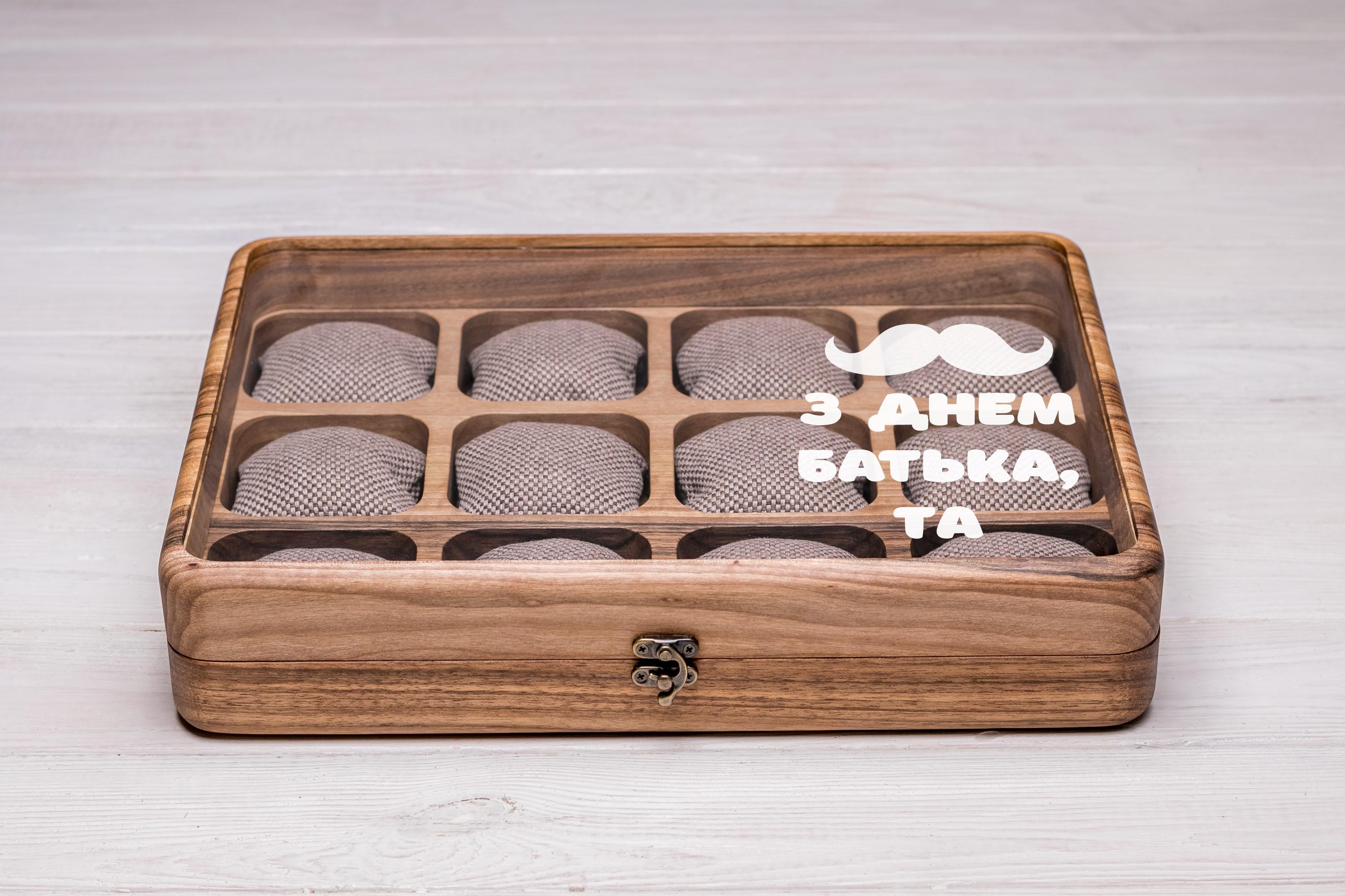 Шкатулка EcoWalnut из дерева ореха для 12 часов с персональным гравированием (EB-14.12.1)