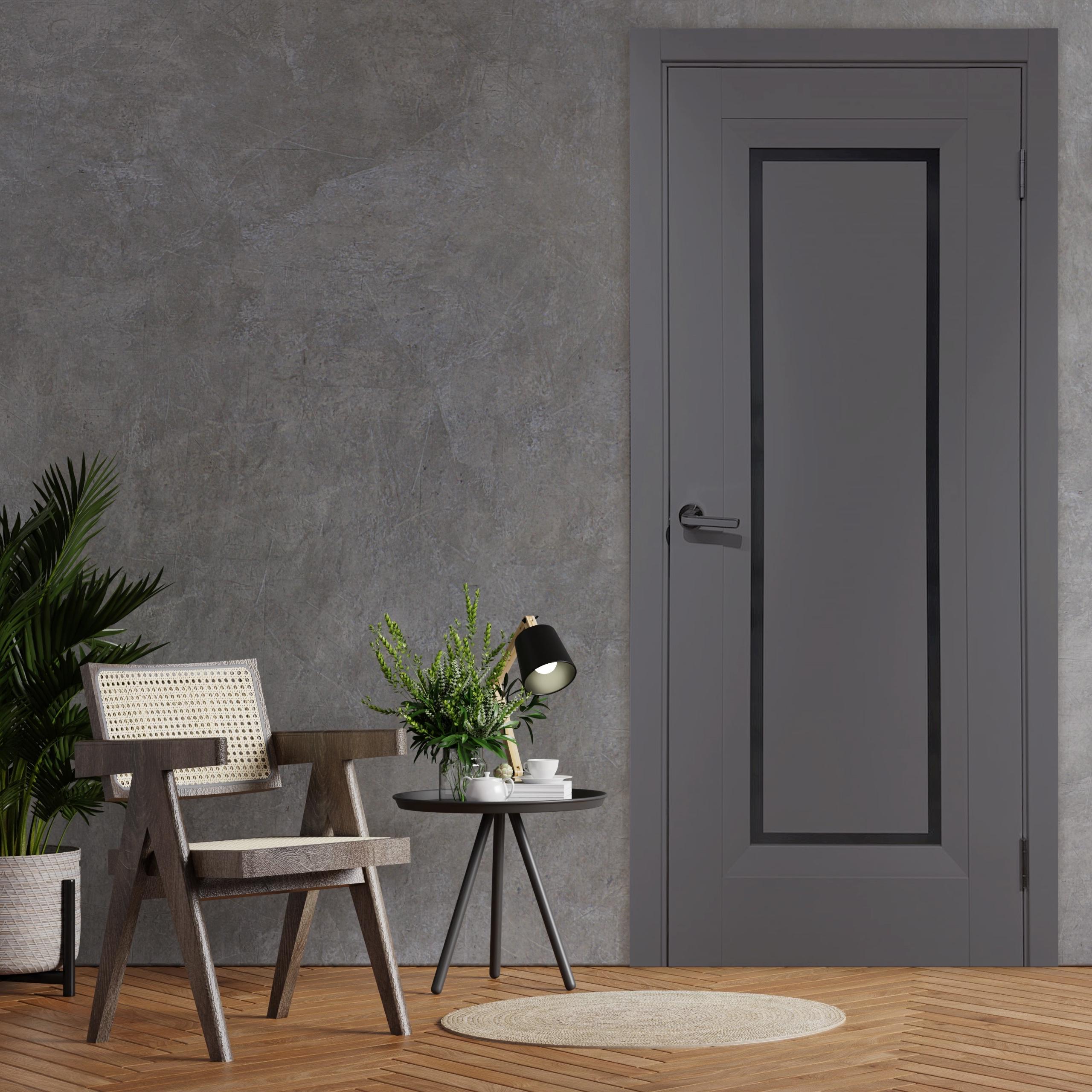 Двери Италия стекло черное супермат 2000х800 мм Графит (60790)