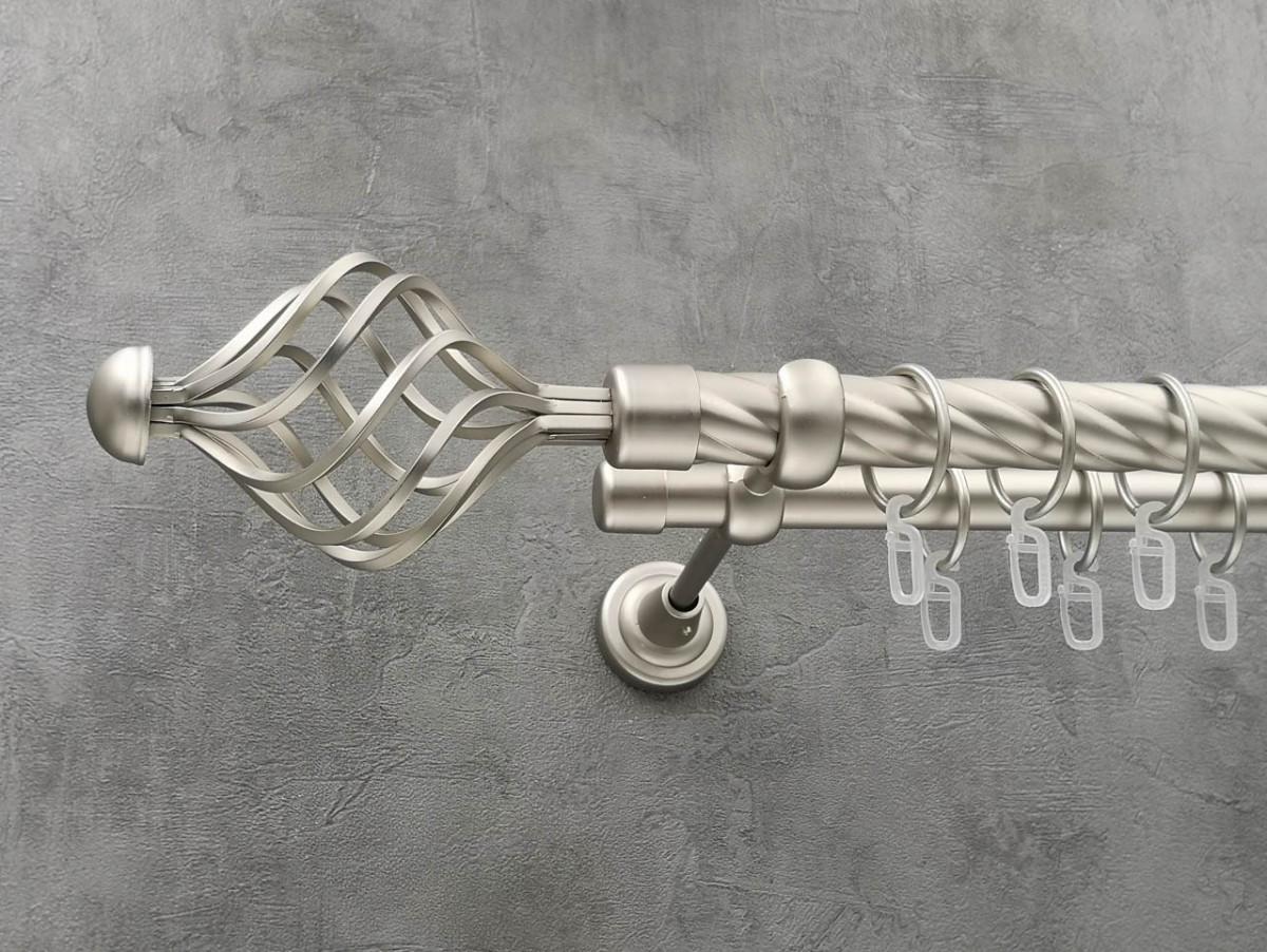 Карниз Quadrum Арезо витая штанга двойной открытый 25/19 мм 300 см Сатин (264771916)