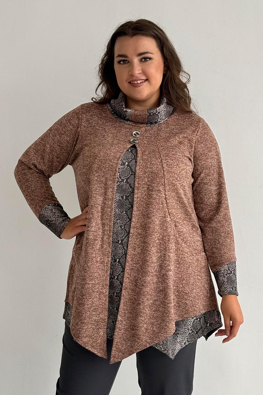 Туніка батал жіноча PANNI Дана приховує р. 64-66 Бежевий (Р2508252266)