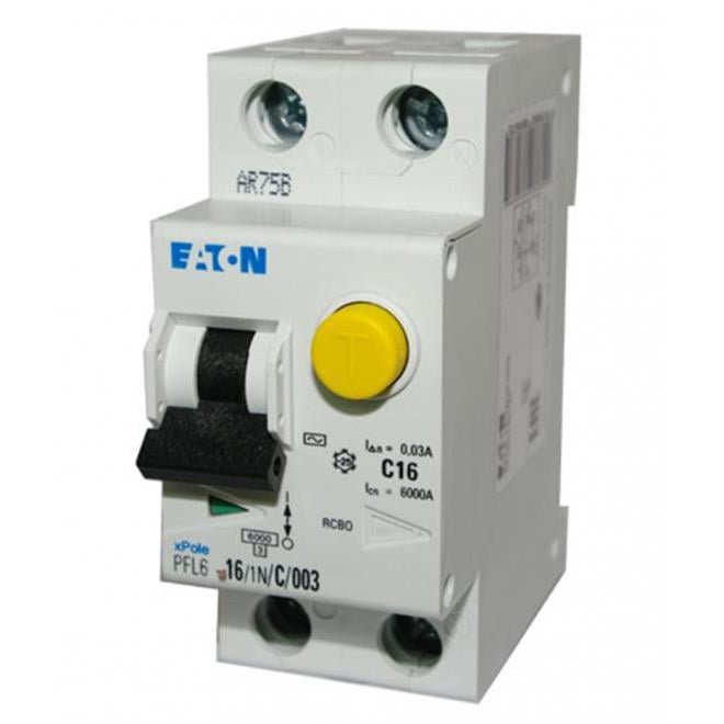 Дифференциальный автомат Eaton 2п 16A PFL6-16/1N/C/003 30 mA (286467)