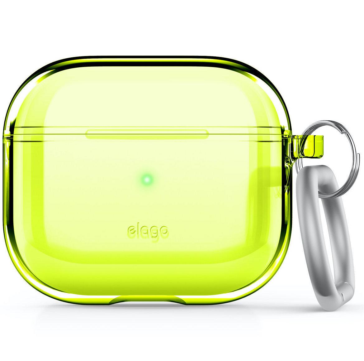 Чехол для наушников с карабином Elago Clear для Airpods 3rd Gen Neon Yellow (EAP3CL-HANG-NE)