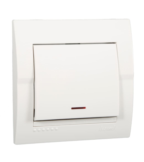 Выключатель одноклавишный Lezard Deriy с подсветкой Белый (26324571)