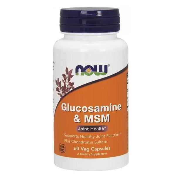 Препарат для суставов и связок NOW Foods Glucosamine MSM, 750 / 250mg 60 Veg Caps