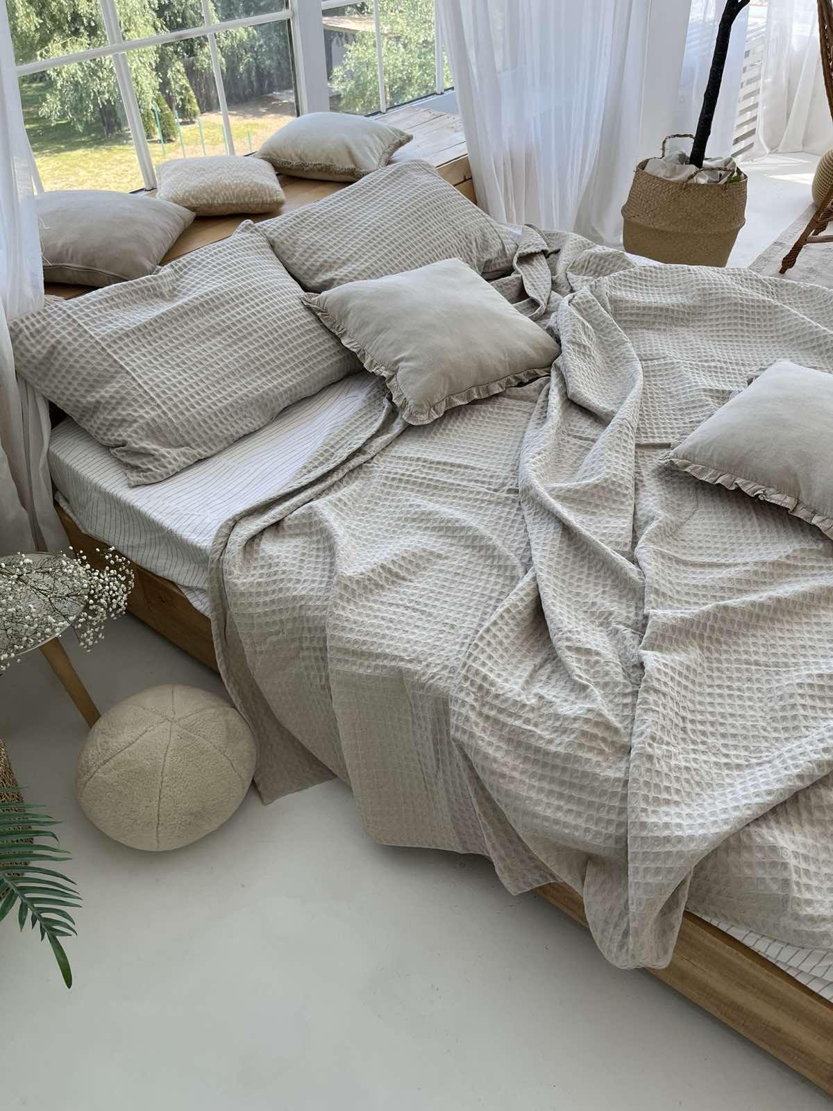 Покрывало ZEINTEX Greece вафельное 220х240 см Серо-бежевый (18094216) - фото 8